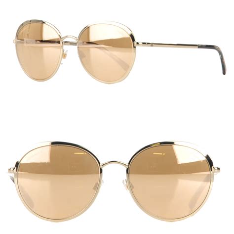 chanel round gold mirror sunglasses|chanel sunglasses real.